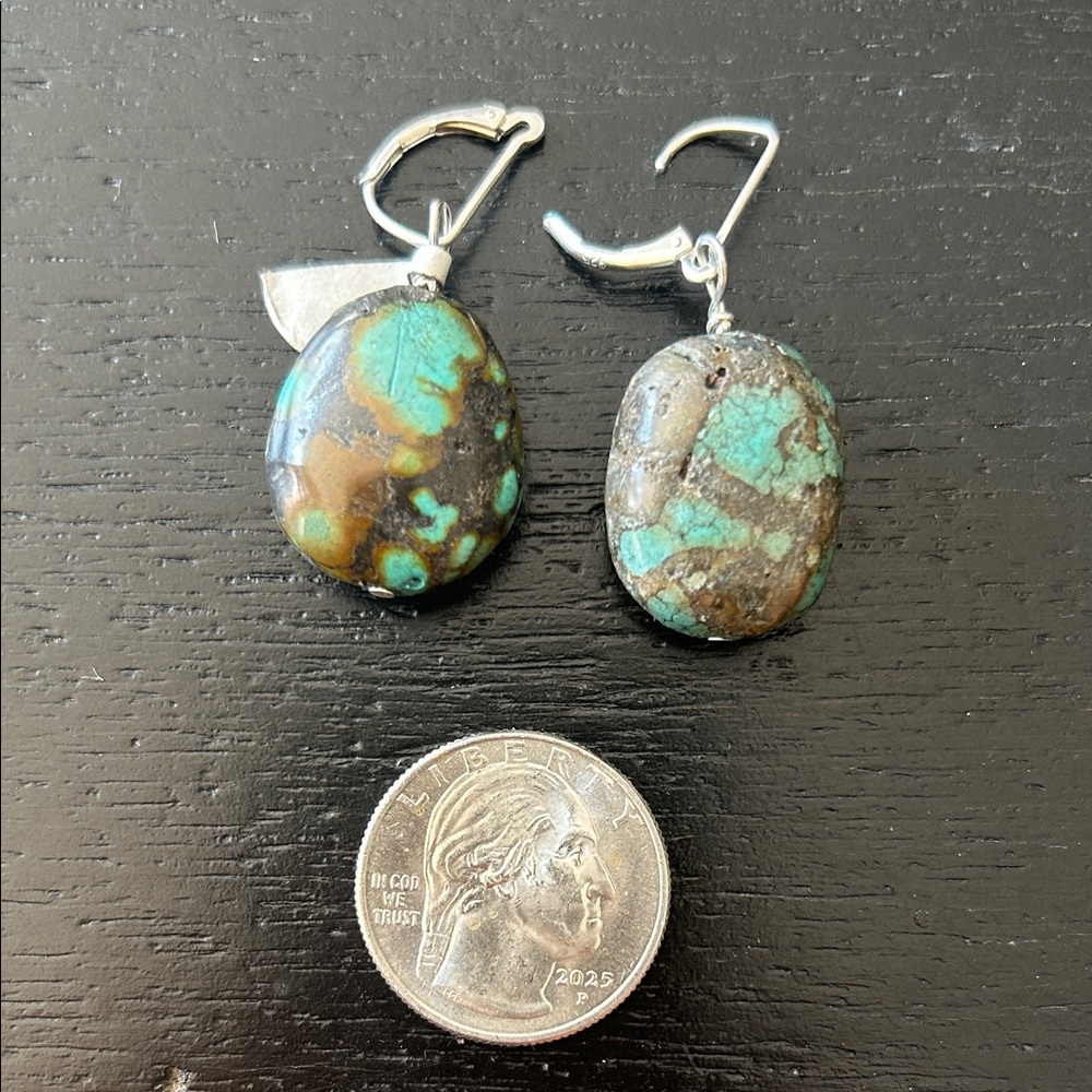 Turquoise and Silver Dangle Earrings